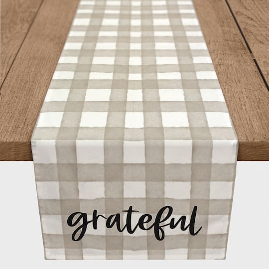 90" Green Plaid Grateful Poly Twill Table Runner